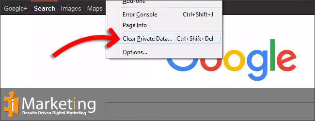Step 1First click Tools and then Clear Private Data
